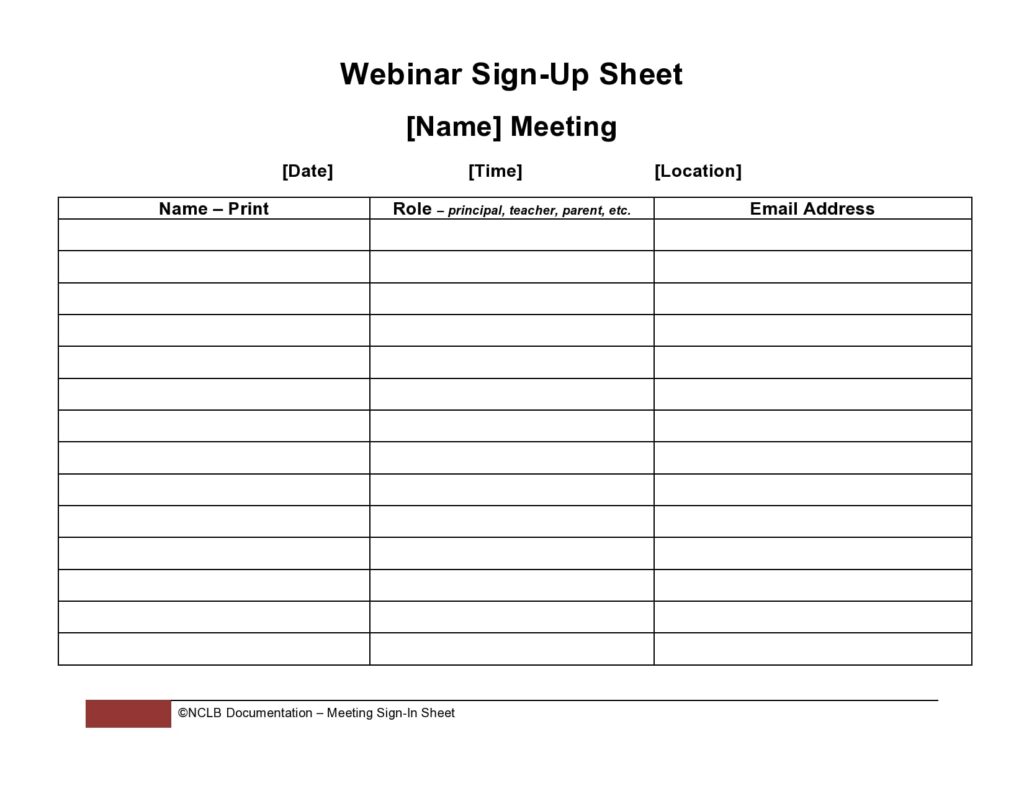Email Sign Up Sheet Word