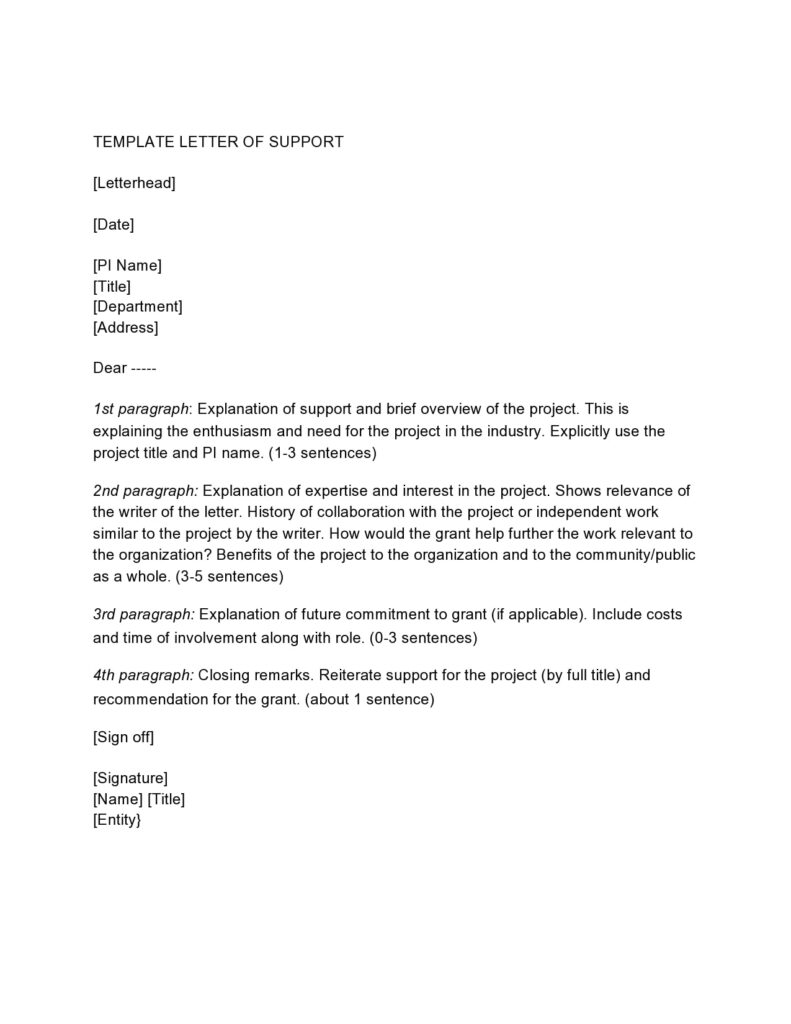 Sample Letter of Support