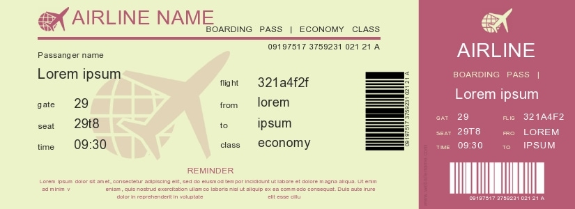 Printable Plane Ticket Template
