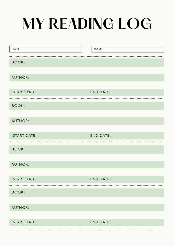 Printable Reading Log