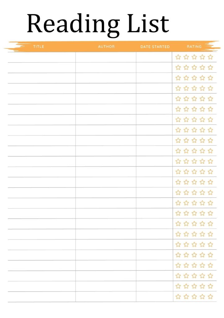 reading list template