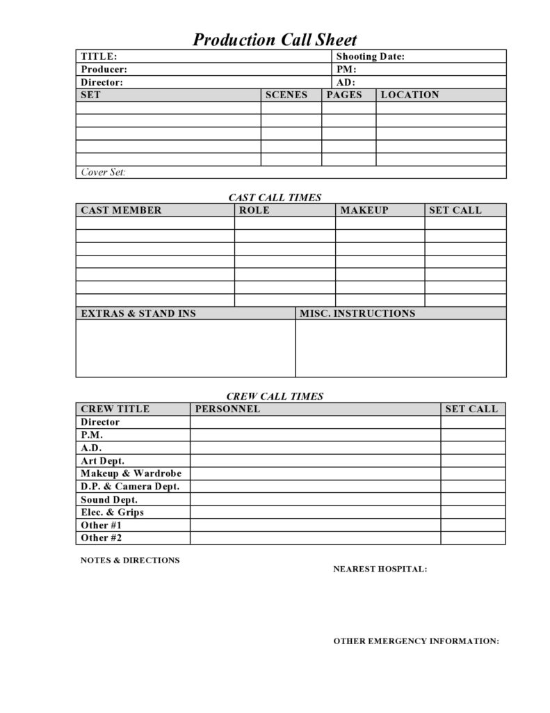 Free Call Sheet Template - 10+ Docs, Word, Excel