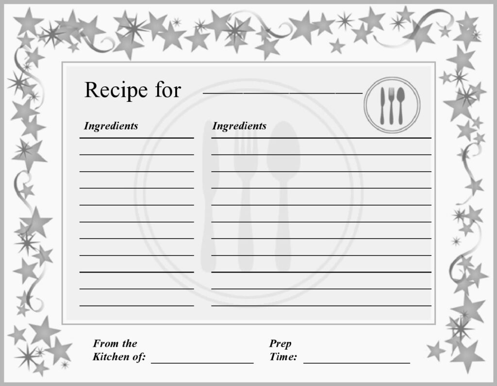 editable recipe card template